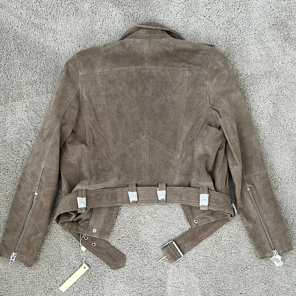 NWT Blank NYC Small Taupe Suede Leather Moto Jacket - Picture 2 of 4